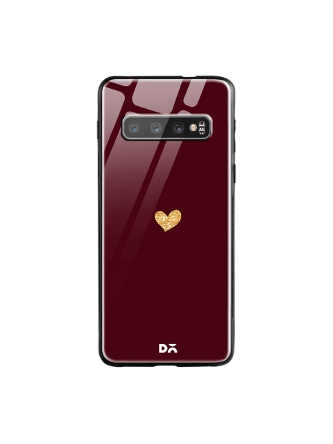 

DailyObjects Burgundy & Beige Sparkle Heart Samsung Galaxy S10 Glass Case