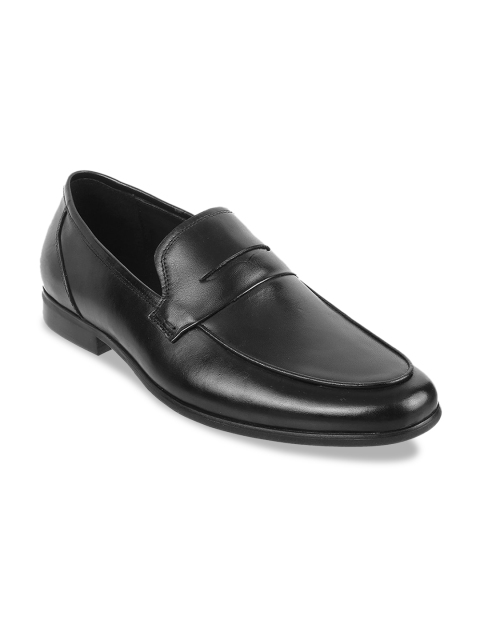 

J.FONTINI Men Black Solid Leather Formal Slip-Ons
