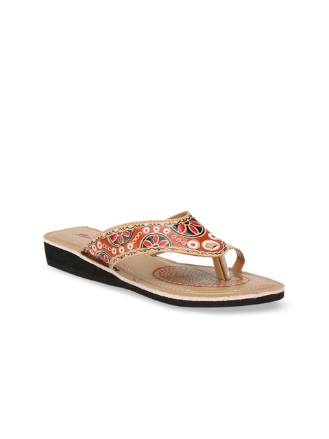 

Bata Women Beige Printed PU One Toe Flats