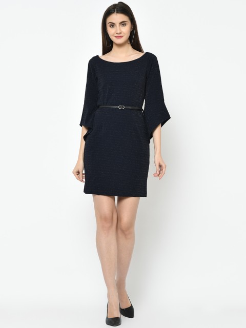 

Latin Quarters Women Navy Blue Self Design Sheath Dress