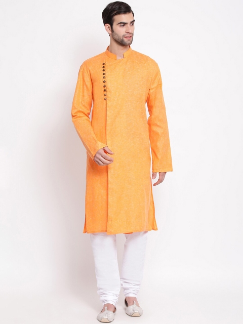 

VASTRAMAY Men Orange & White Solid Kurta with Pyjamas