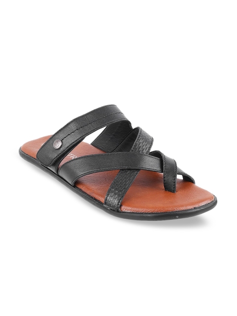 

Metro Men Black Leather Comfort Sandals