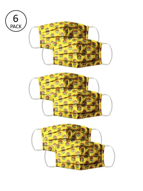 

Bellofox Unisex Pack of 6 Pcs Yellow Reusable 3-Ply Outdoor Cloth Masks