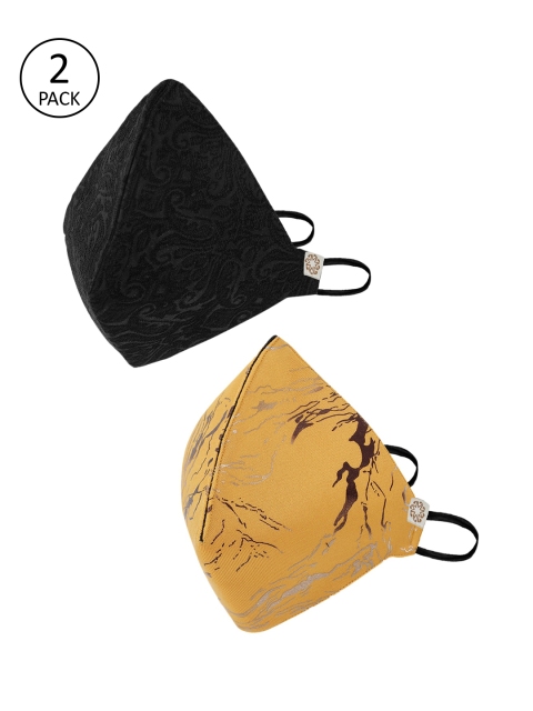 

VASTRAMAY Unisex 2Pcs 4Ply Protective Outdoor Face Masks, Yellow