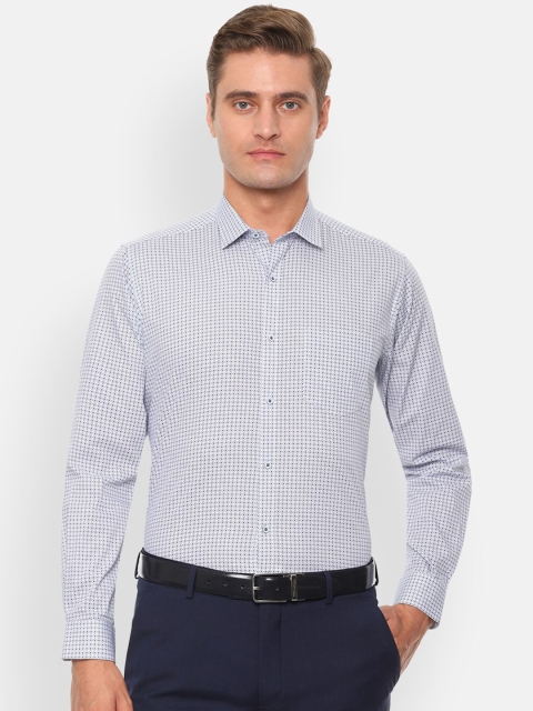 

Van Heusen Men Navy Blue & Off-White Printed Formal Shirt