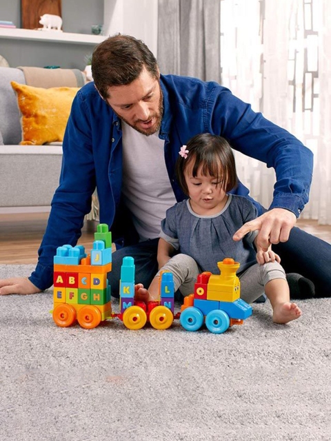 

Mega Bloks Unisex Kids Multicoloured Printed ABC Musical Train 50 Pieces Construction Toy, Multi