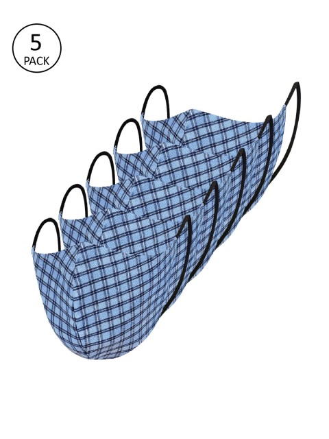 

Impulse Unisex 5 Pcs Striped 4-Ply Anti-Pollution Reusable Cloth Masks, Blue