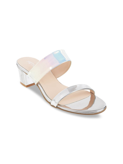

Metro Women Silver-Coloured Solid Block Heels