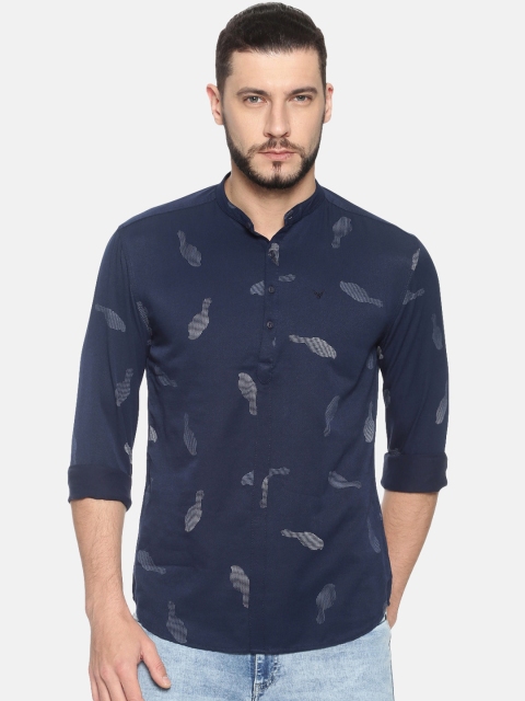 

SHOWOFF Men Navy Blue Regular Fit Printed Casual Shirt