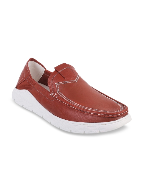 

J.FONTINI Men Maroon Leather Loafers