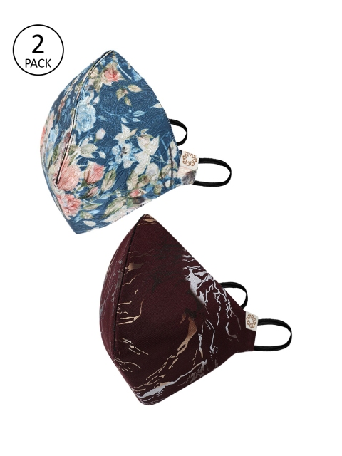 

VASTRAMAY Unisex 2Pcs 4Ply Protective Outdoor Face Masks, Maroon