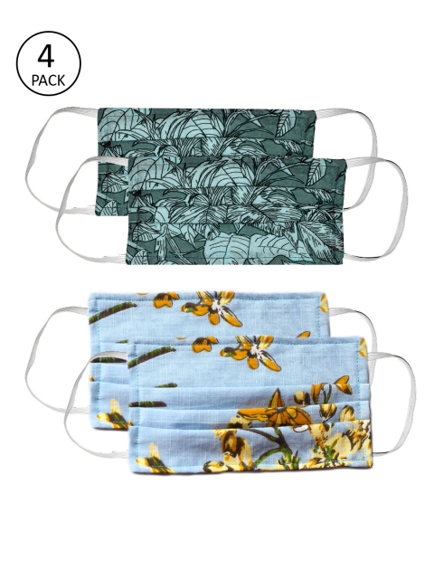

Bellofox Adults Pack of 4 Reusable 3-Layers Cloth Masks, Green