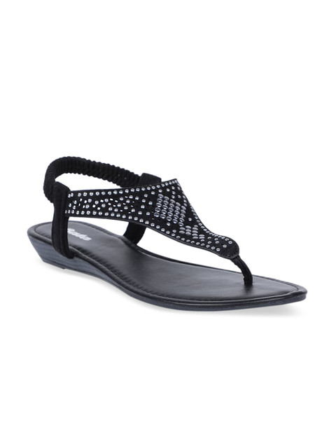 

Bata Women Black Embellished Open Toe Flats