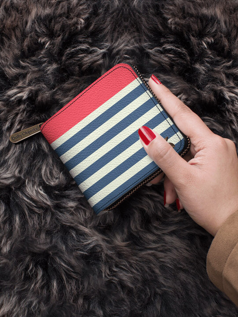 

DailyObjects Women Blue & White Striped Zip Around Wallet