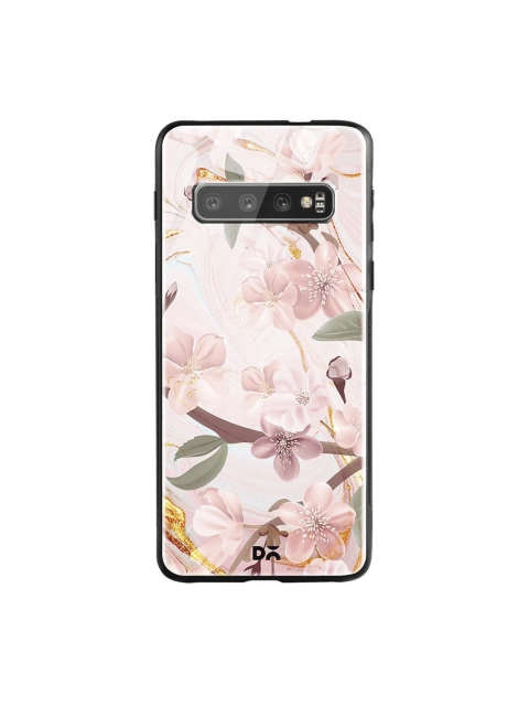 DailyObjects Pink & Green Marble Flowers Samsung Galaxy S10 Glass Case