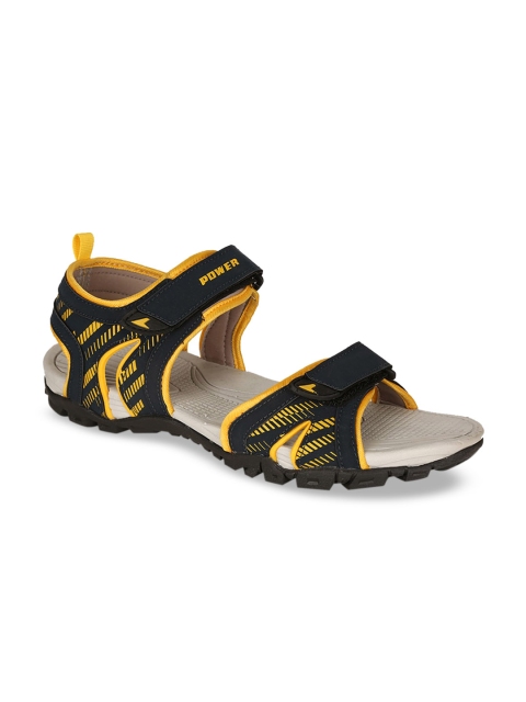 

Power Men Blue & Yellow Printed Sports Sandals
