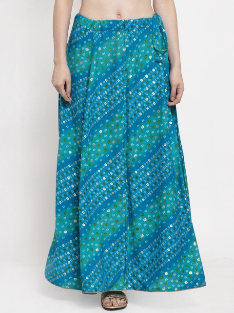 

Clora Creation Women Blue & Green Printed Flared Maxi Skirt