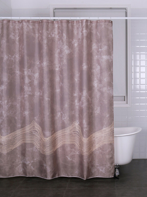 

OBSESSIONS Brown Printed Wave Glam Shower Curtain