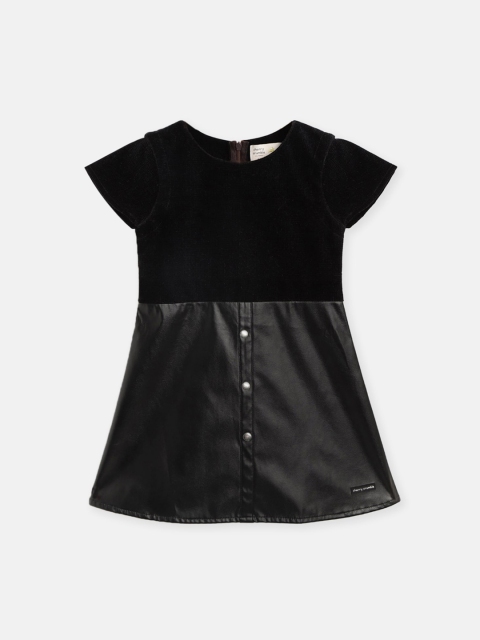 

Cherry Crumble Girls Black Solid Fit and Flare Dress