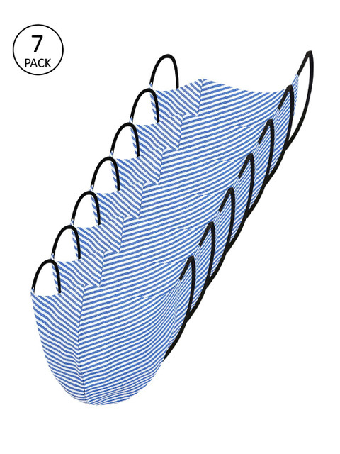 

Impulse Unisex 7 Pcs Striped 4-Ply Anti-Pollution Reusable Cloth Masks, Blue