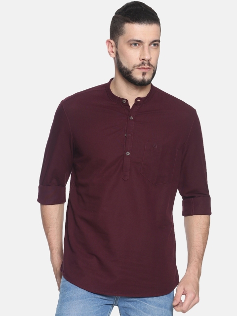 

Chennis Men Burgundy Solid Straight Kurta