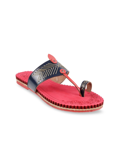 

Metro Women Navy Blue & Red Woven Design Sandals