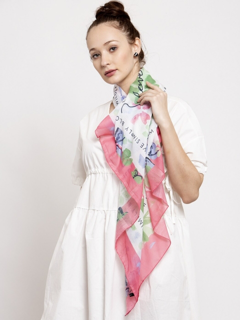 

J Style Women Pink & Off-White Printed Scarf