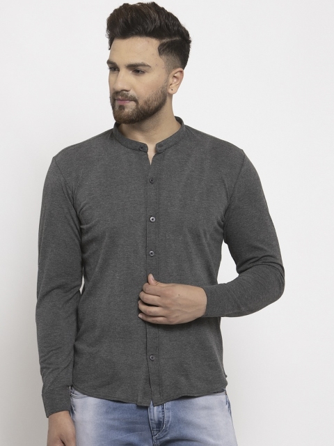 

WILD WEST Men Charcoal Grey Regular Fit Solid Casual Shirt