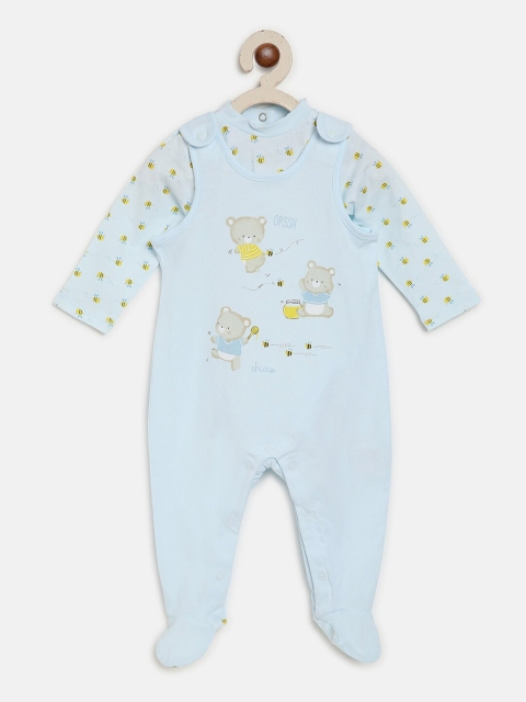 

Chicco Kids Blue Printed Romper With Bodysuit
