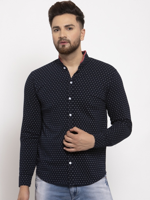 

WILD WEST Men Navy Blue & White Regular Fit Printed Casual Shirt