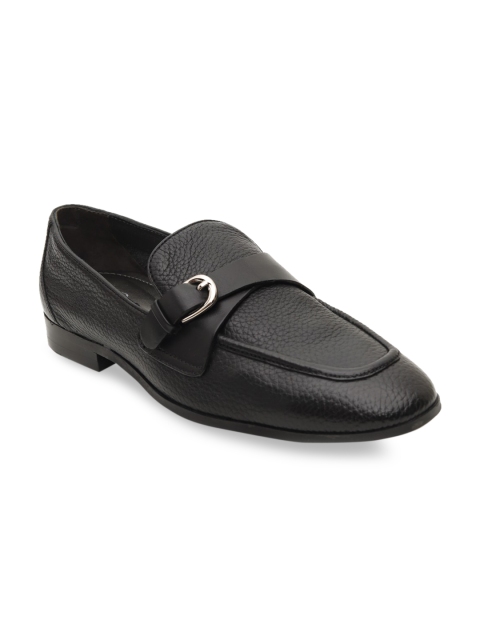 

Rosso Brunello Men Black Solid Italian Leather Loafers