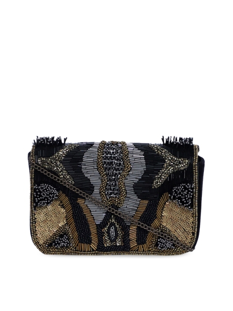

Diwaah Navy Blue & Silver-Toned Embellished Clutch