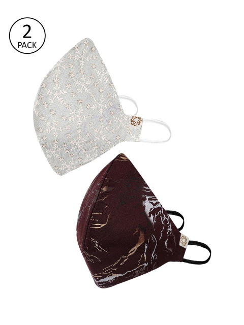 

VASTRAMAY Unisex 2 Pcs 4-Ply Anti-Pollution Reusable Cloth Masks, Maroon
