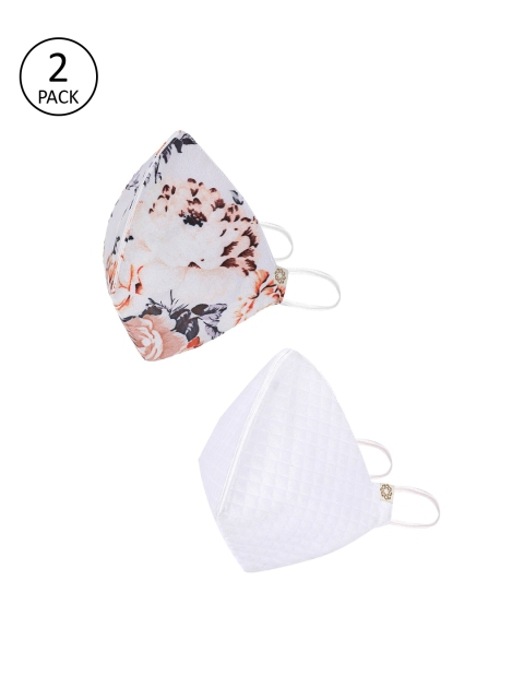 

VASTRAMAY Unisex White & Lavender Pack of 2 Reusable 4-Ply Cloth Masks