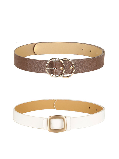 

CRUSSET Women Multicoloured Set of 2 Solid Belts, Brown
