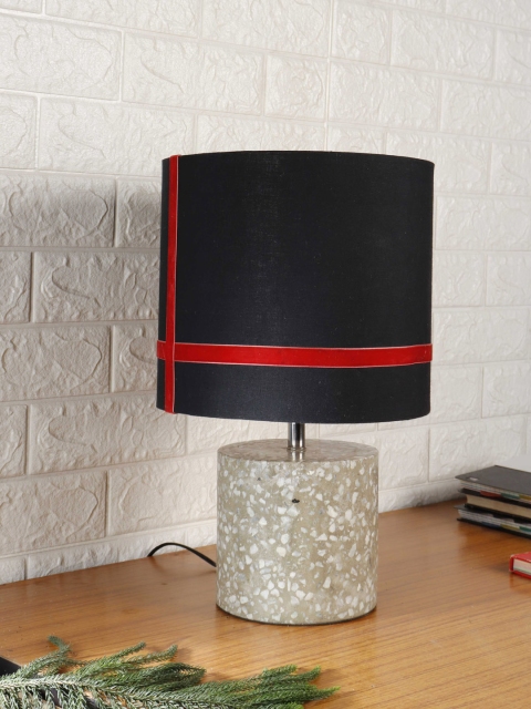 

Grated Ginger Black Self Design Handcrafted Table Top Lamp with Shade