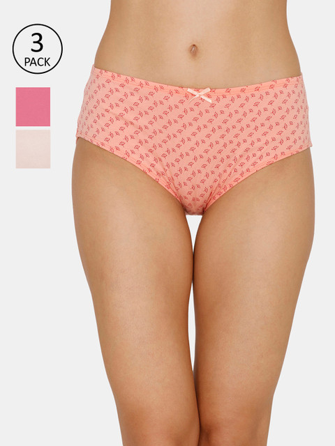 

Zivame Women Pack of 3 Hipster Briefs ZI2420FASHBKGLD, Assorted