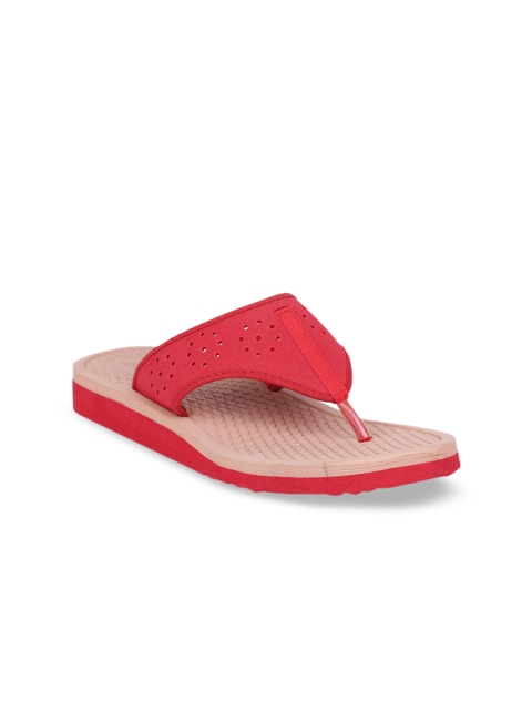 

Bata Women Red Textured Open Toe Flats