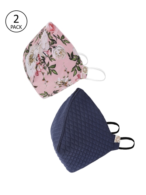

VASTRAMAY Unisex 2 Pcs 4-Ply Anti-Pollution Reusable Cloth Masks, Navy blue