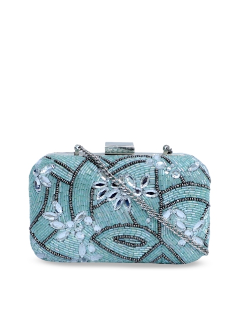 

Diwaah Turquoise Blue Embellished Box Clutch