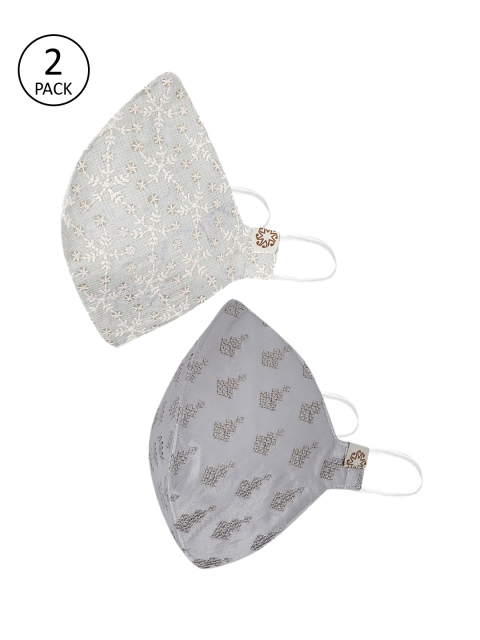 

VASTRAMAY Adults Pack of 2 Reusable 4-Layers Cloth Masks, Silver