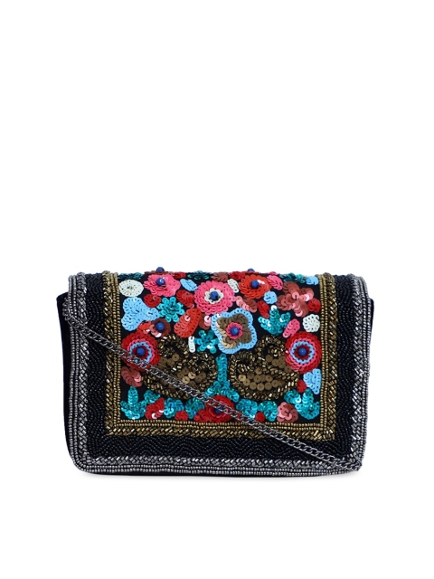 

Diwaah Black & Red Embellished Clutch