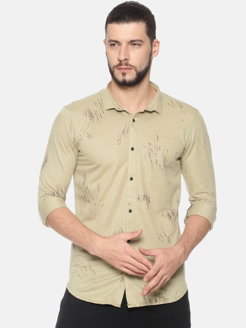 

SHOWOFF Men Beige Slim Fit Printed Casual Shirt