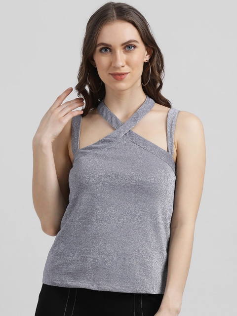 

Zink London Women Grey Solid Tank Top