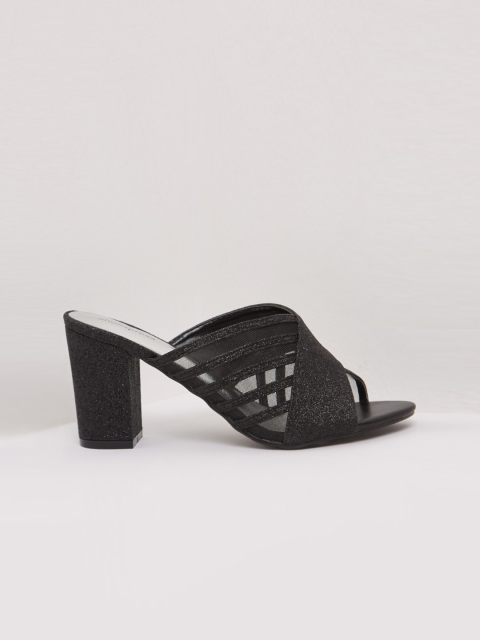 

shoexpress Women Black Woven Design Mules