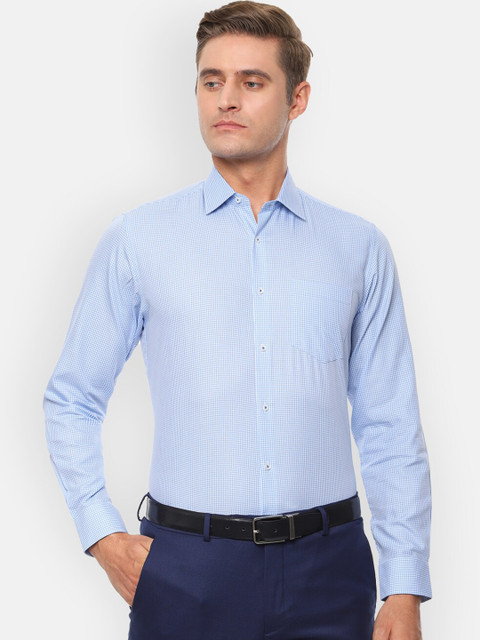 

Van Heusen Men Blue & White Regular Fit Checked Formal Shirt
