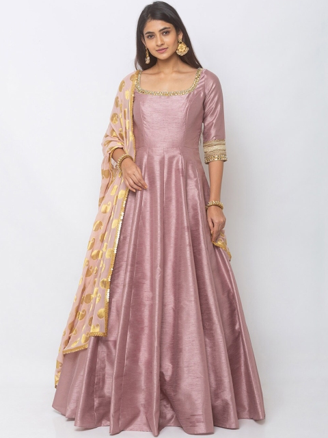 

6Y COLLECTIVE Women Lavender Solid Anarkali Kurta with Dupatta