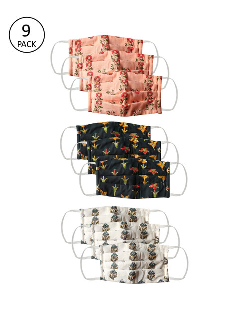 

Bellofox Unisex 9 Pcs Printed 3-Ply Reusable Cloth Masks, Pink