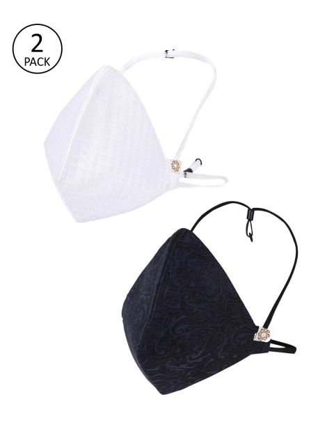 

VASTRAMAY Men Pack of 2 Reusable 4-Layers Cloth Masks, White