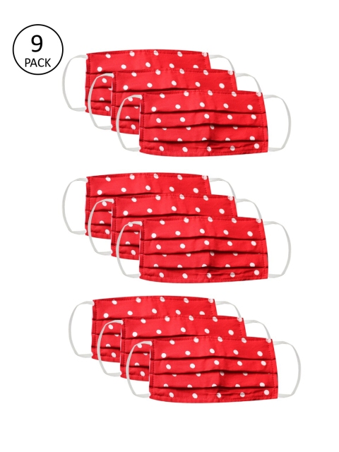 

Bellofox Unisex 9Pcs Printed 3Ply Reusable Protective Outdoor Face Masks, Red